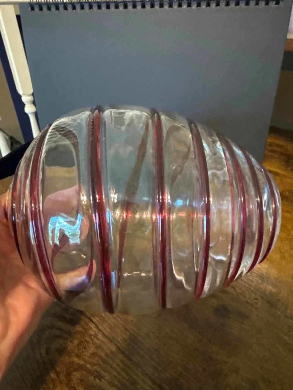 Hand Blown Glass Vase Spiral Purple Design 7